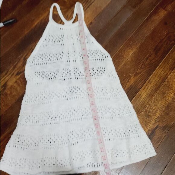 White Crochet Boho High Neck Hippie Tank Top Express Medium - Picture 5 of 10